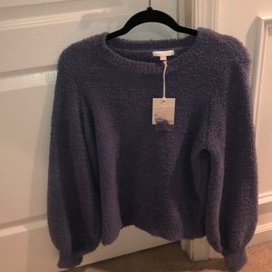 cute purple fluffy long sleeve sweater